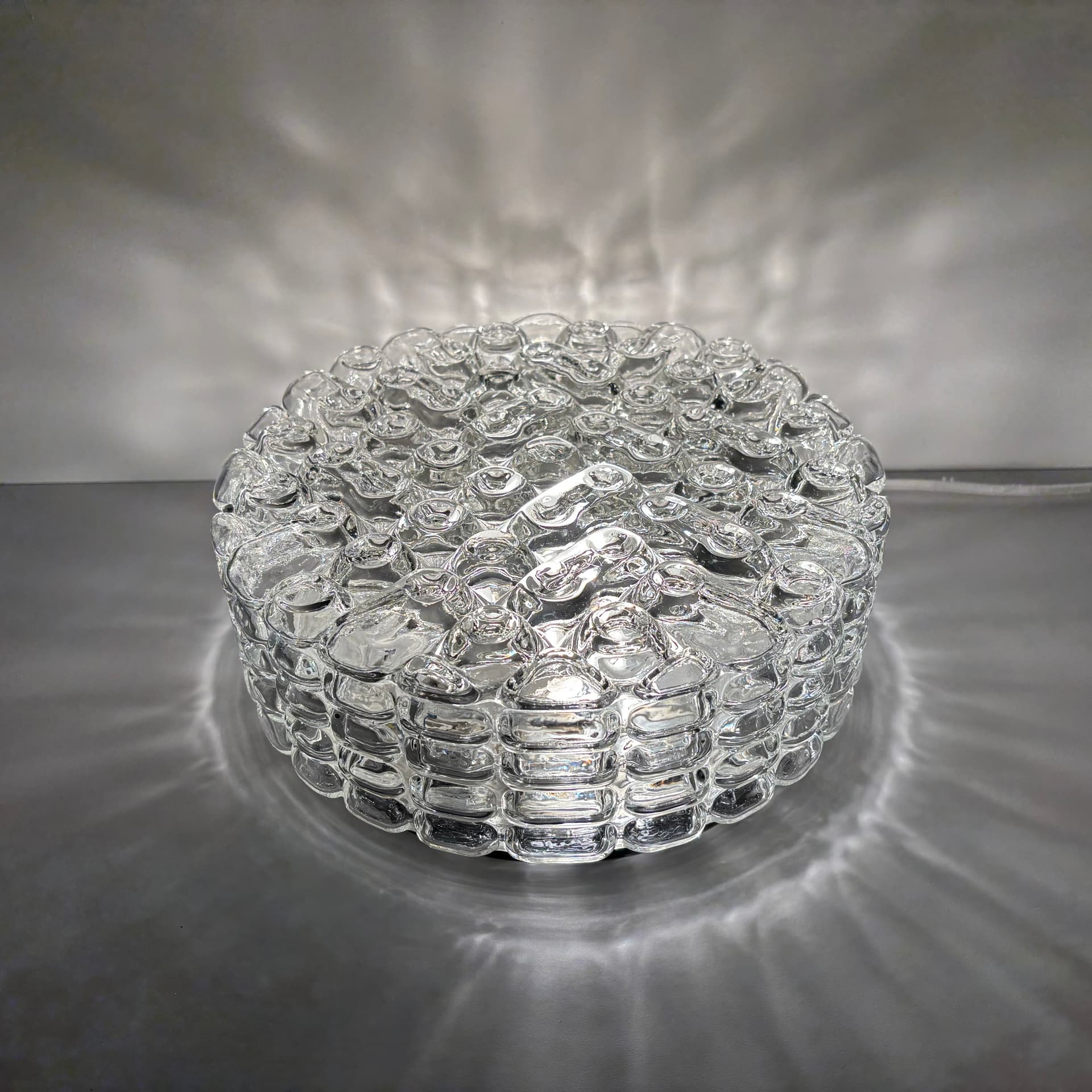 Pair of geometric wall sconces, transparent glass, metal, ERCO, Germany, 1970s. - 225748