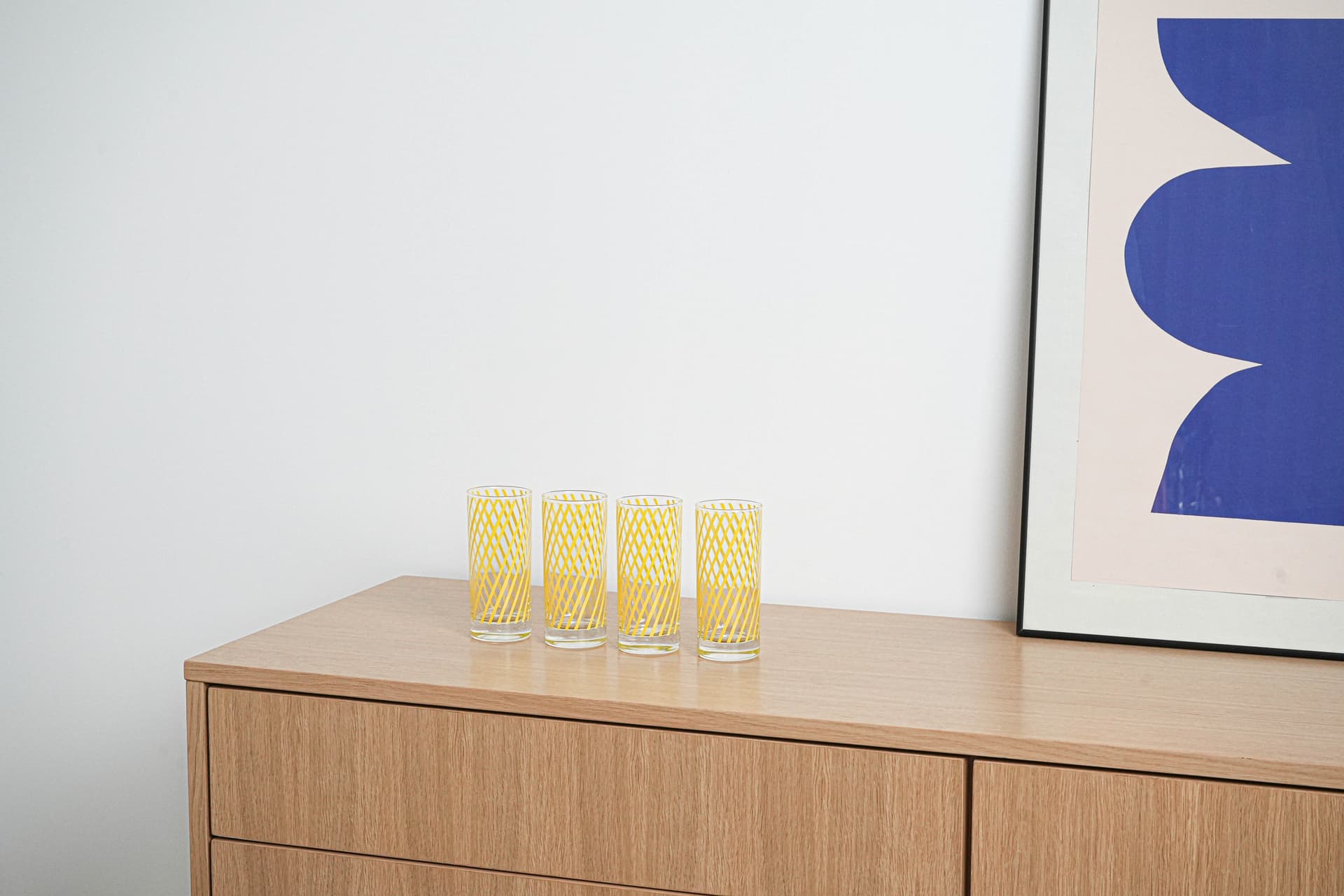 Komplet szklanek highball, żółty, szkło, Włochy, lata 70. - 225785