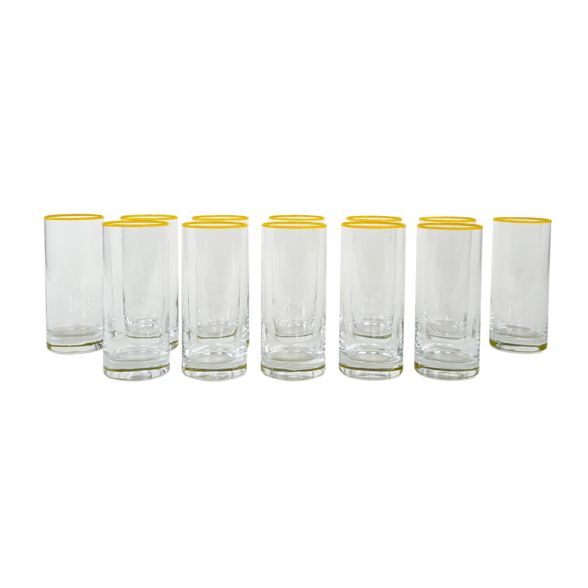 Komplet szklanek highball, transparentne żółte, szkło, Włochy, lata 70.