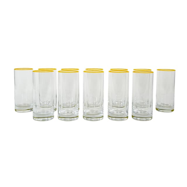 Komplet szklanek highball, transparentne żółte, szkło, Włochy, lata 70. - WYMIARY