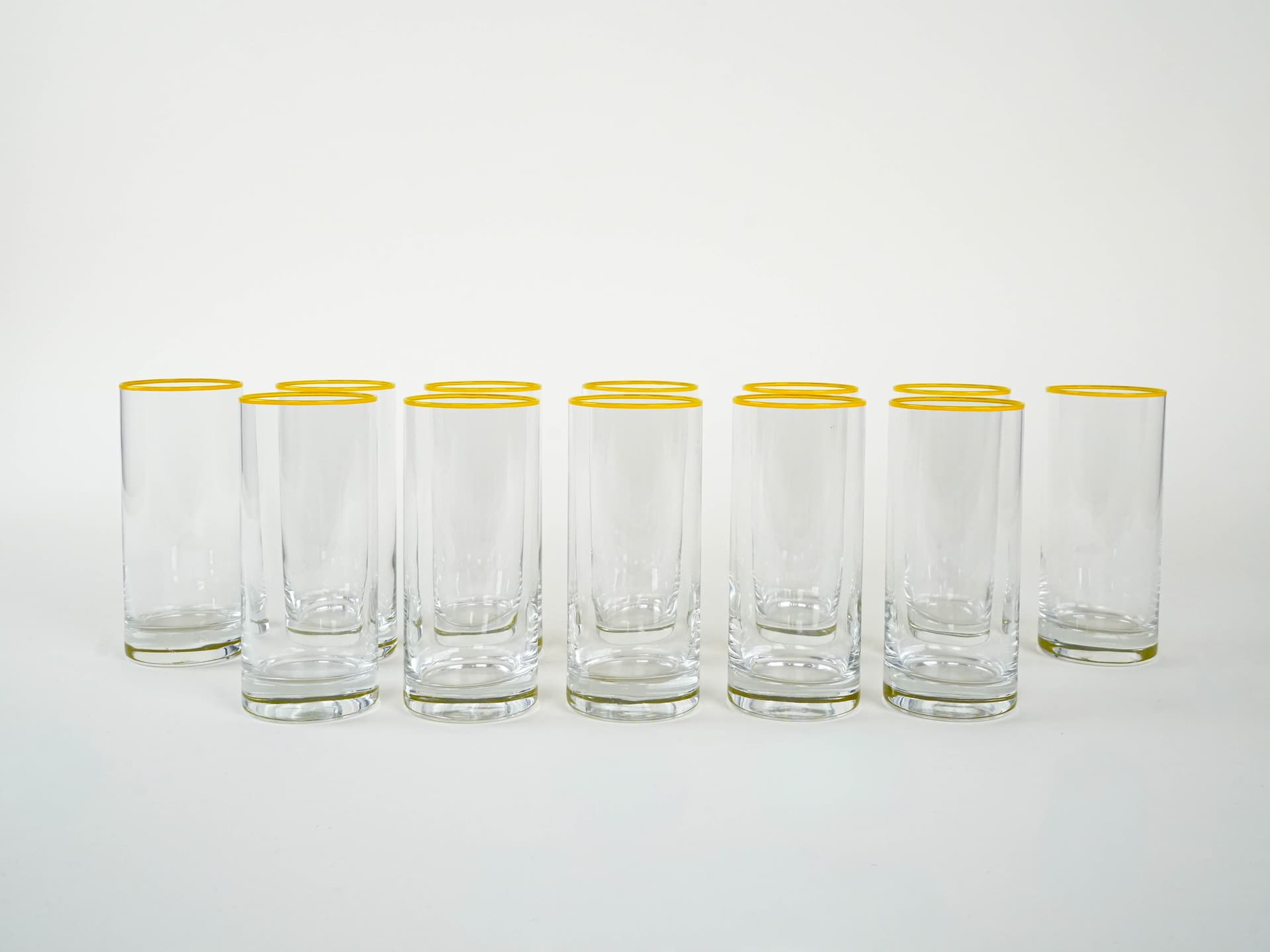 Komplet szklanek highball, transparentne żółte, szkło, Włochy, lata 70. - 225794