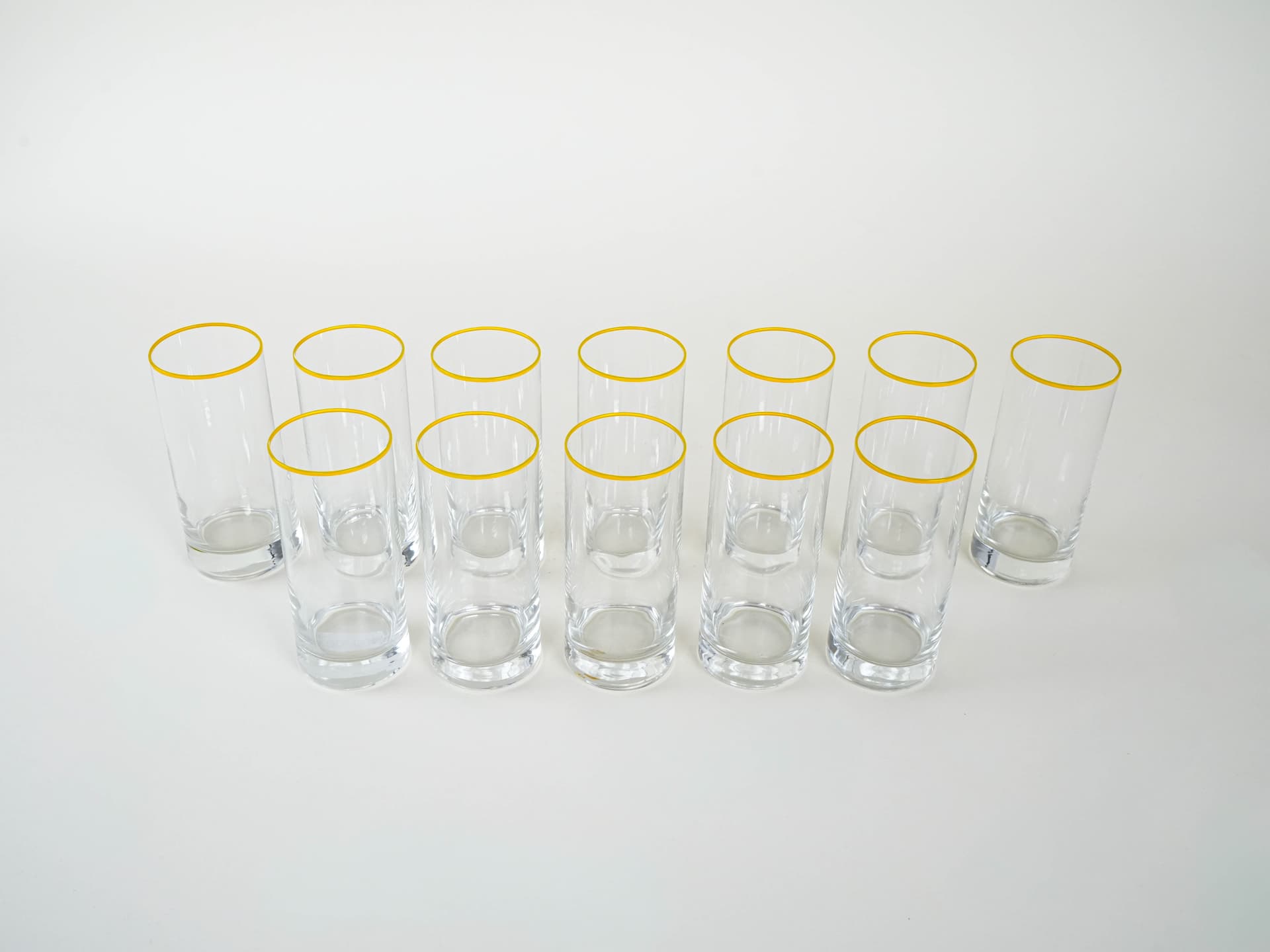 Komplet szklanek highball, transparentne żółte, szkło, Włochy, lata 70. - 225792