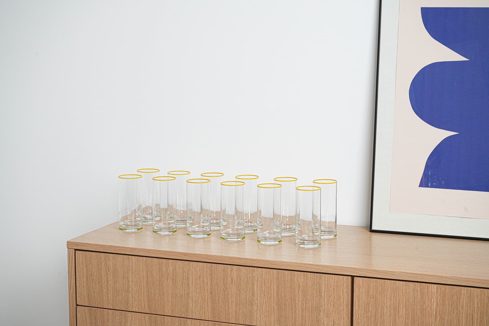 Komplet szklanek highball, transparentne żółte, szkło, Włochy, lata 70. - 225795