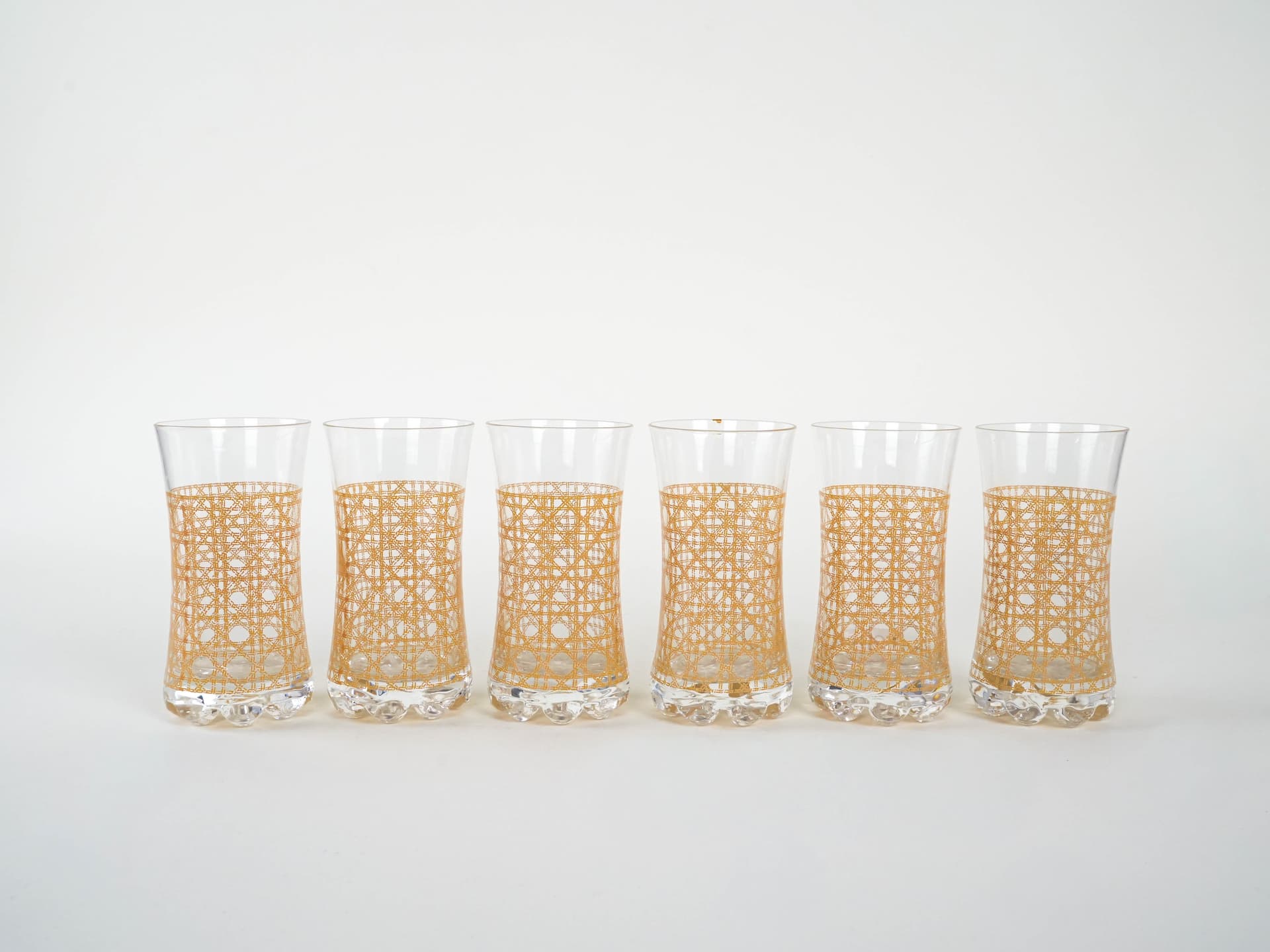 Komplet sześciu szklanek, transparentny, szkło, Włochy, lata 60. - 225799