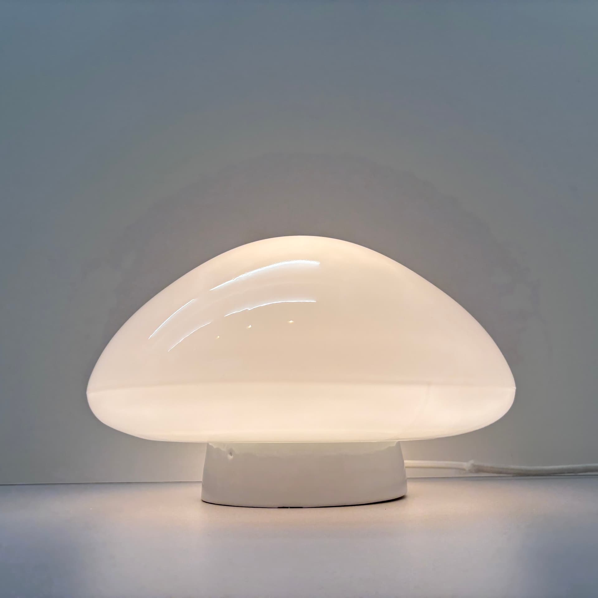 Ceiling Lamp Bauhaus, white opaline glass, white ceramic, by W. Wagenfeld, Germany, 1960s. - 225813