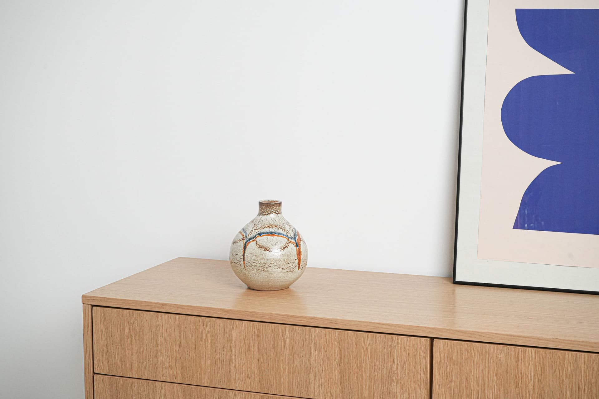 Vase, mid-century modern, beige, ceramics, Italy, 1960s. - 225834