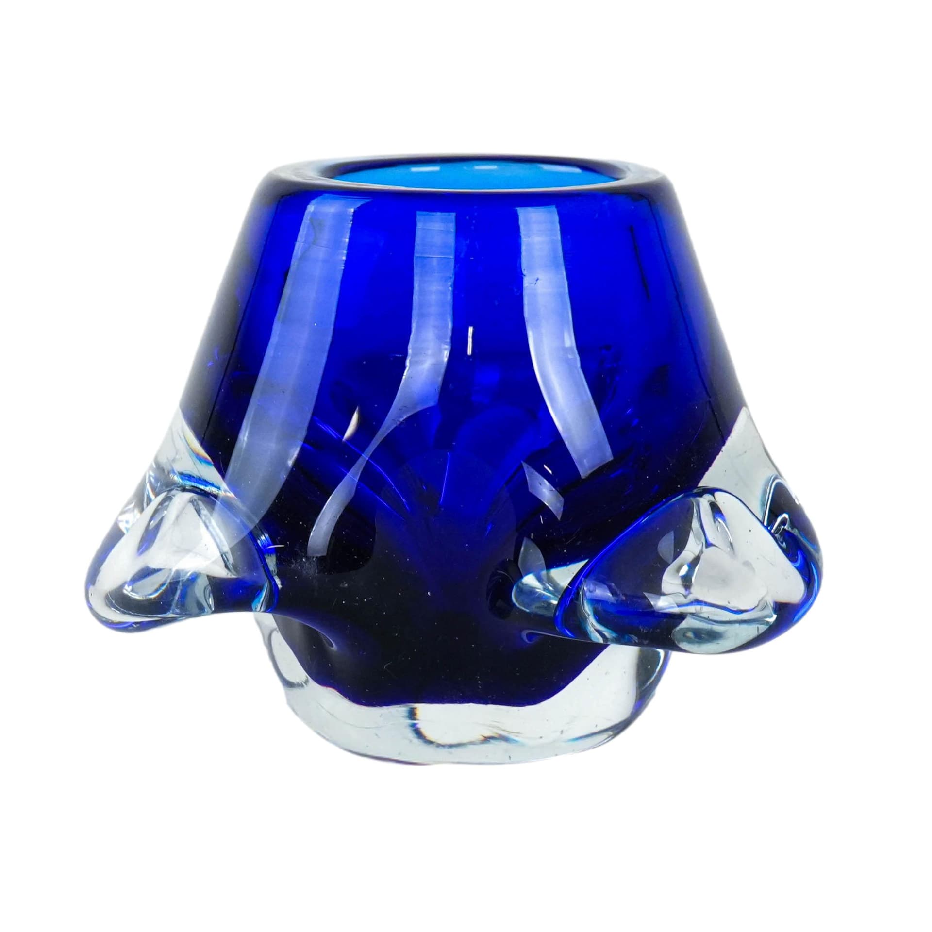Świecznik Murano, niebieski, szkło, Włochy, lata 60.