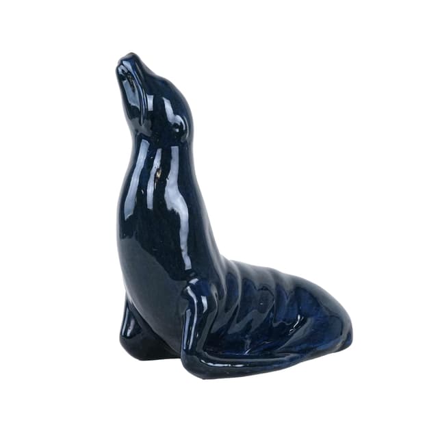 Figurka foka, granatowy, ceramika, Włochy, lata 60. - WYMIARY