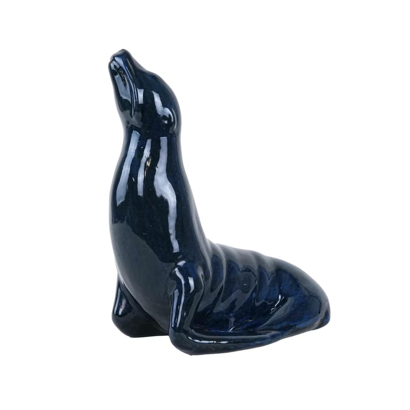 Figurka foka, granatowy, ceramika, Włochy, lata 60.