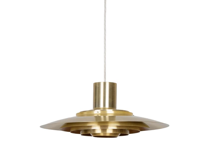 Pendant lamp P376, gold brass, by P. Fabricius, J. Kastholm, Nordisk Solar, Denmark, 1960s.