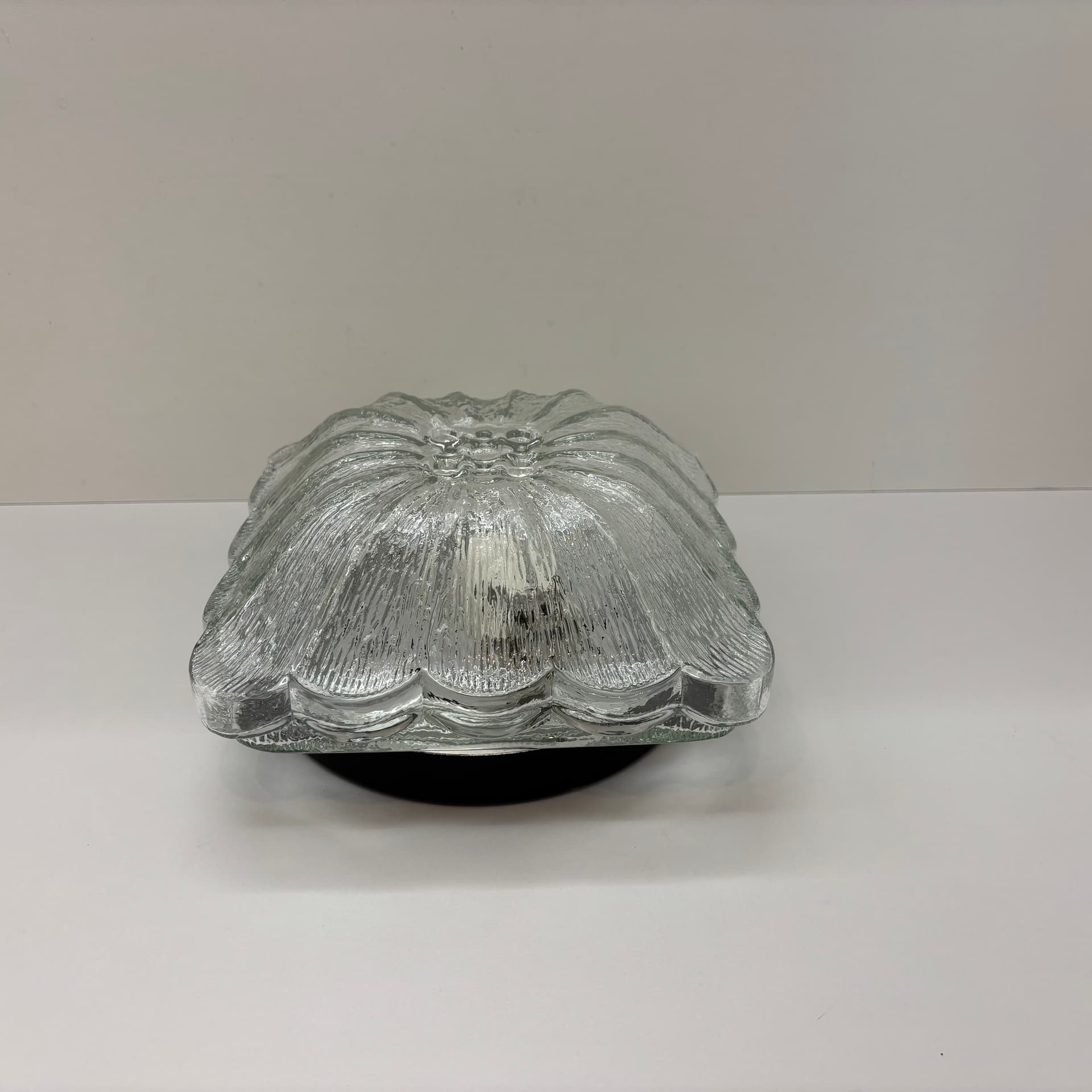 Plafon, transparentne szkło, metal czarny, Dania, lata 70. - 226207