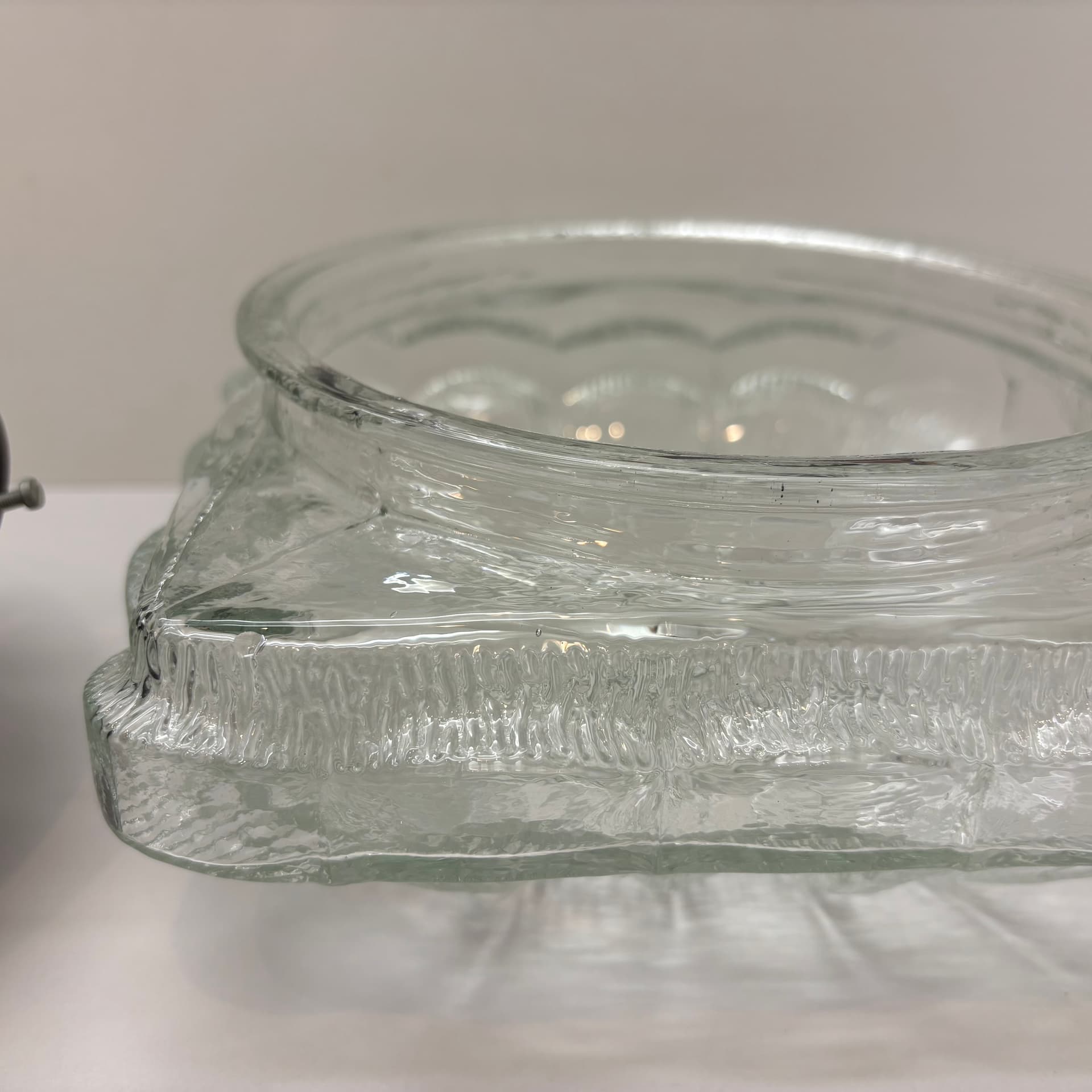 Plafon, transparentne szkło, metal czarny, Dania, lata 70. - 226209