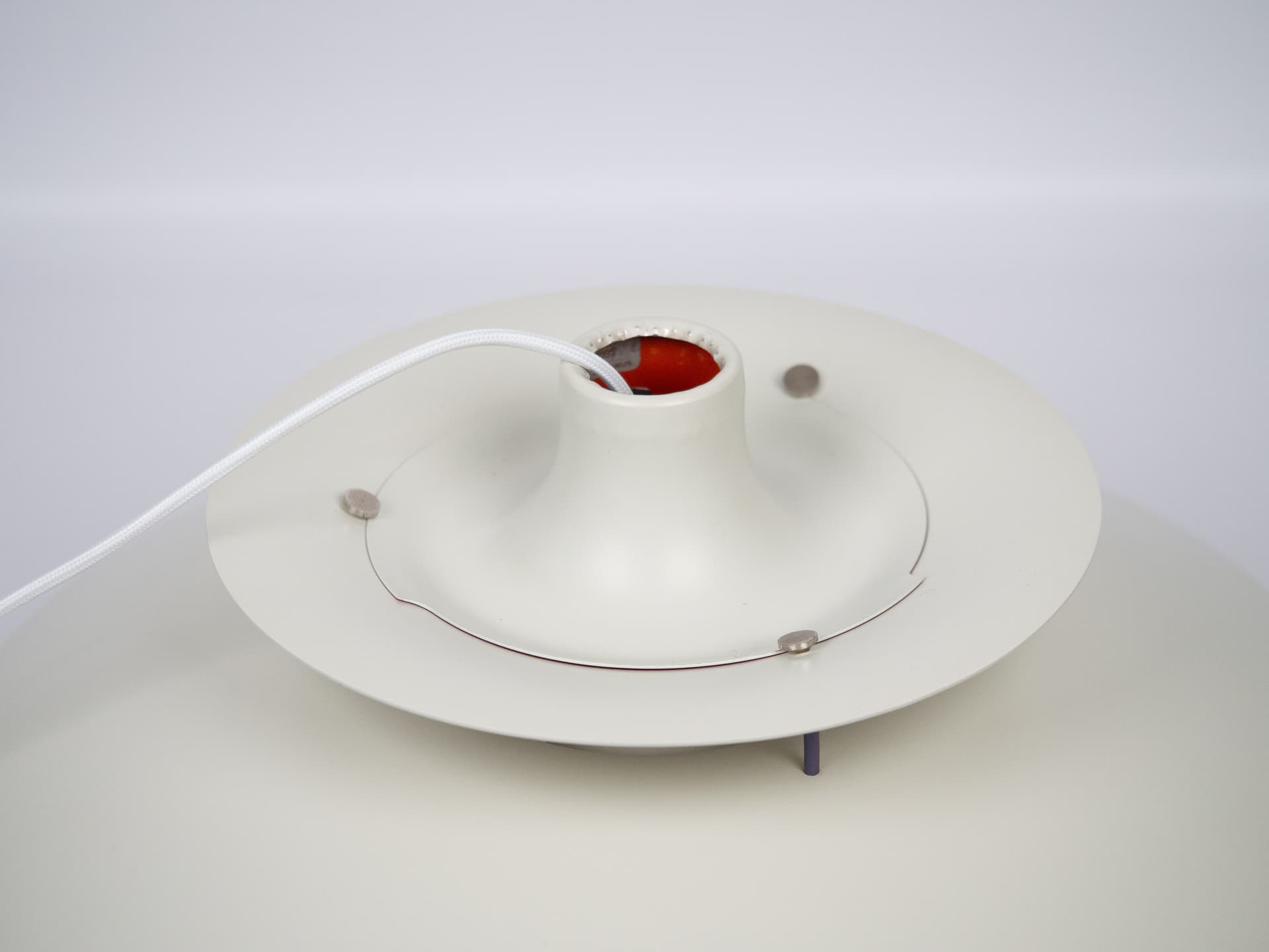 Lampa wisząca PH 5, biały, metal, proj. P. Henningsen, Louis Poulsen, Dania, lata 80. - 226307