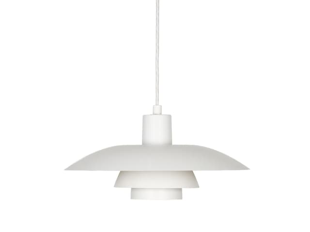 Lampa wisząca PH 4/3, biały, aluminium, proj. P. Henningsen, Louis Poulsen, Dania, lata 90. - WYMIARY