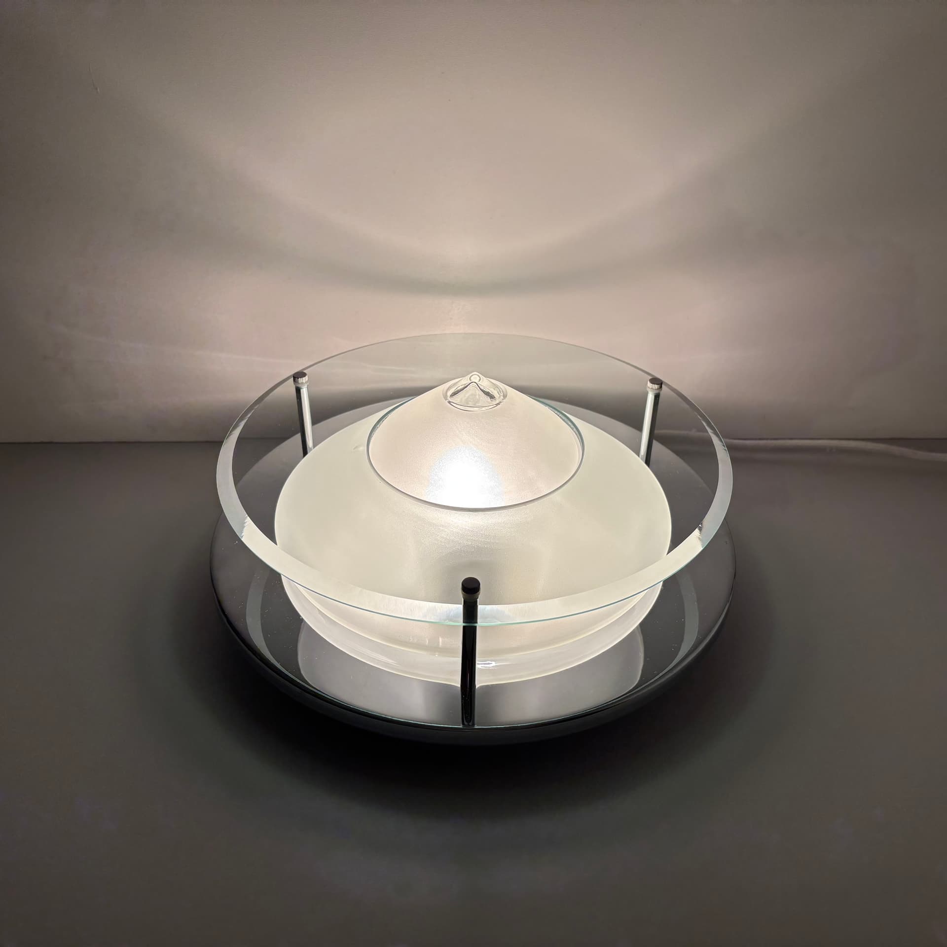 Kinkiet, Plafon, srebrny, szkło chrom stal, Briloner Leuchten, Niemcy, lata 90. - 226345