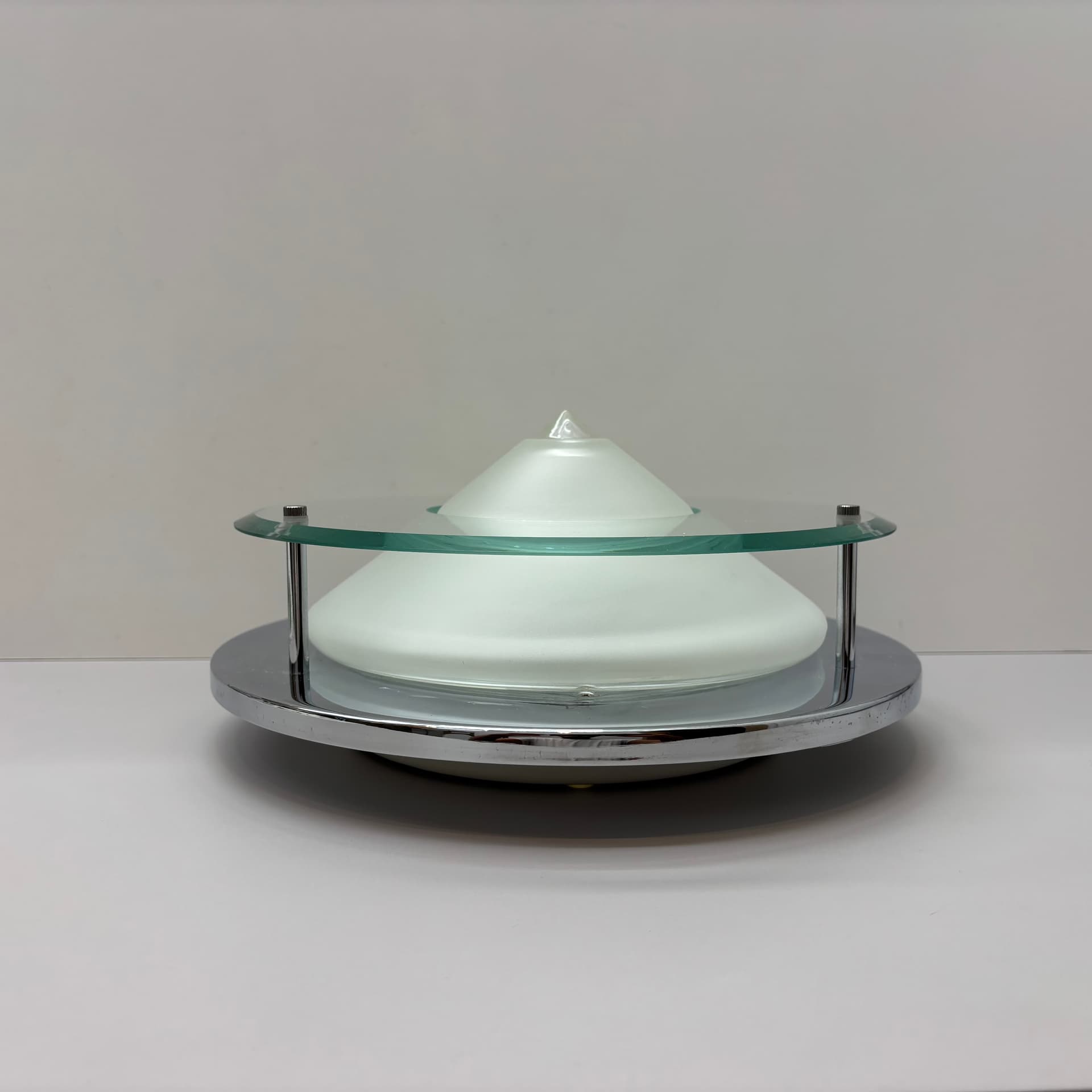 Kinkiet, Plafon, srebrny, szkło chrom stal, Briloner Leuchten, Niemcy, lata 90. - 226340