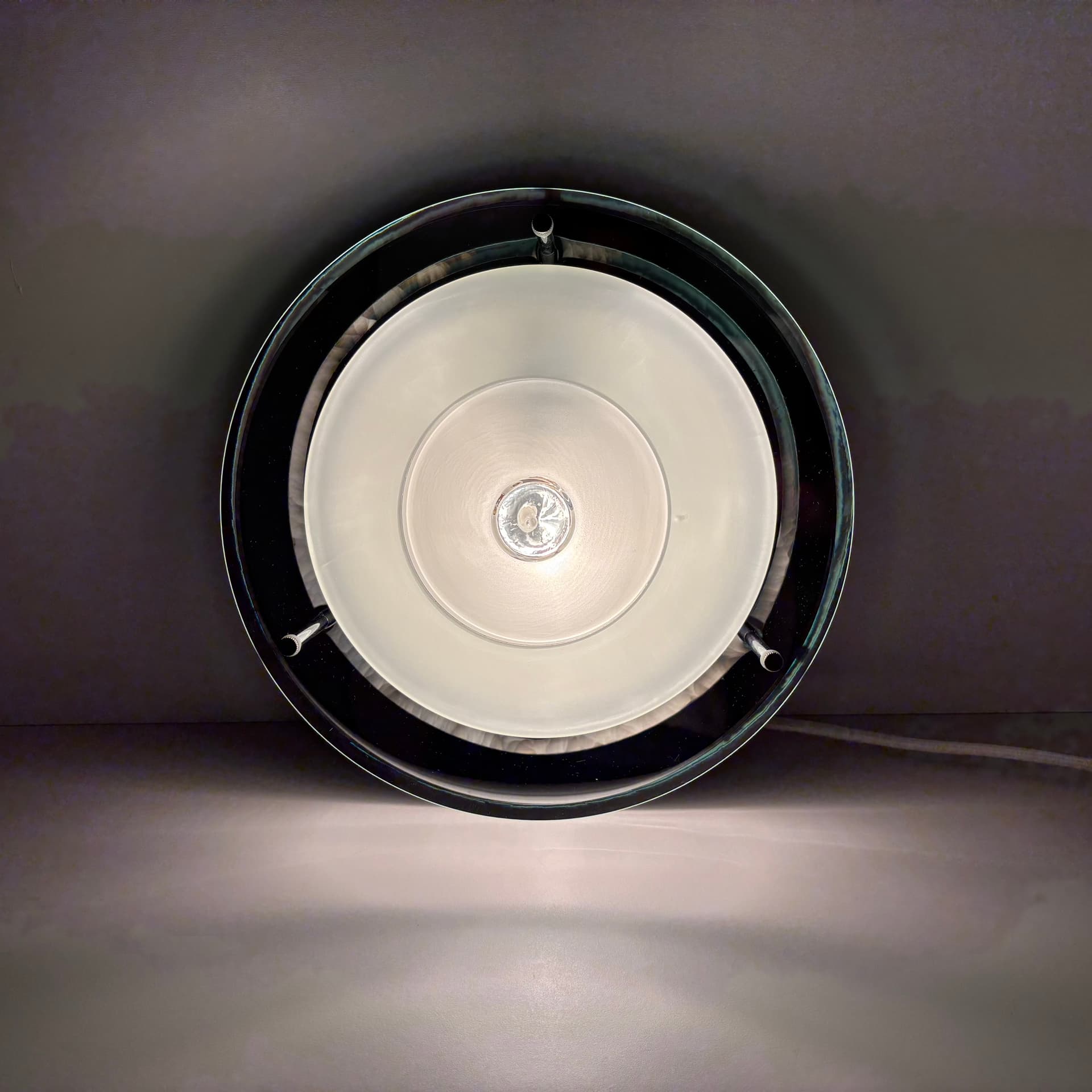 Kinkiet, Plafon, srebrny, szkło chrom stal, Briloner Leuchten, Niemcy, lata 90. - 226344