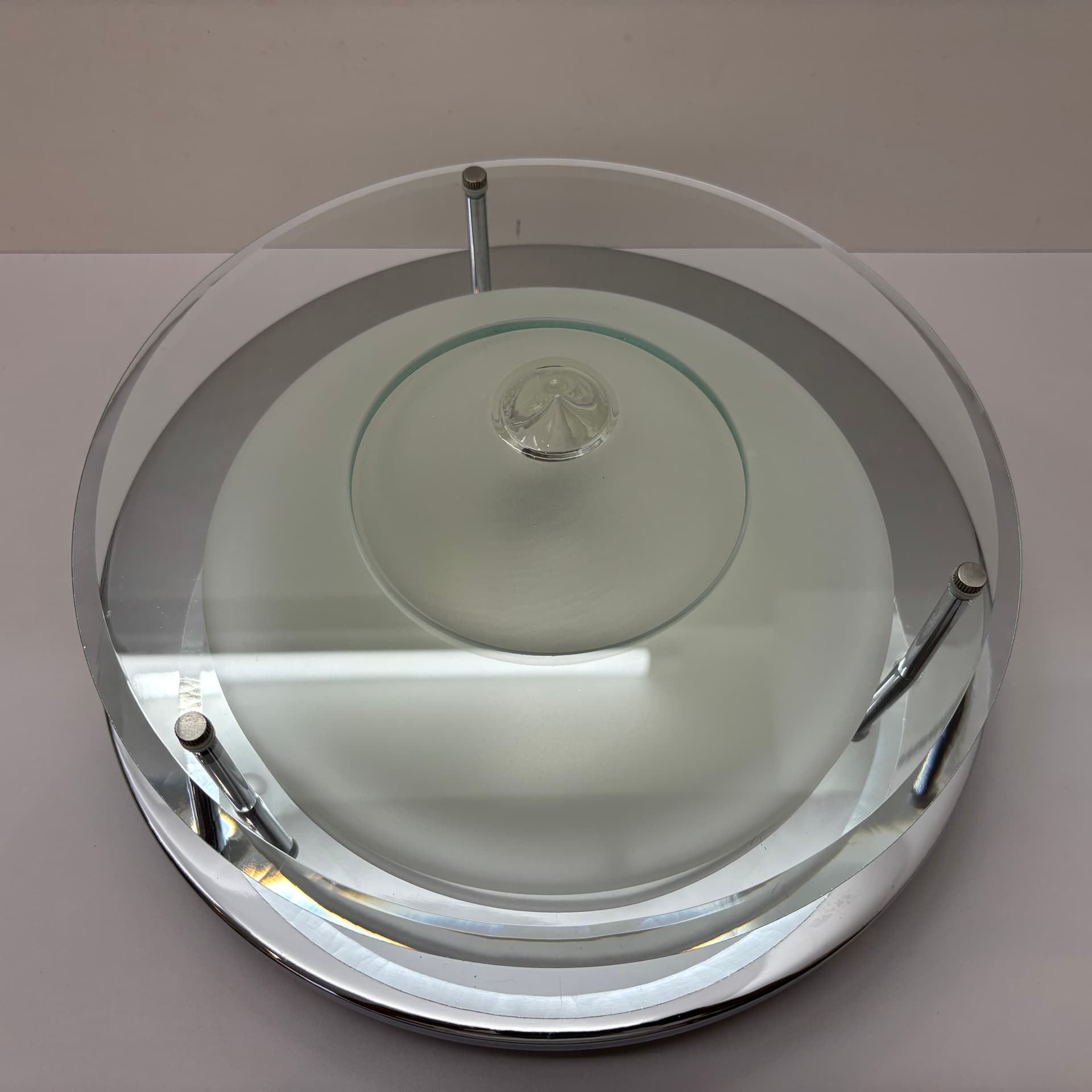 Kinkiet, Plafon, srebrny, szkło chrom stal, Briloner Leuchten, Niemcy, lata 90. - 226335