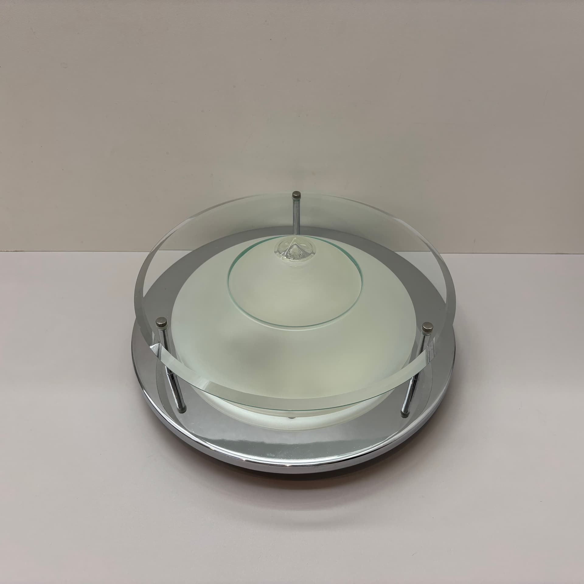 Kinkiet, Plafon, srebrny, szkło chrom stal, Briloner Leuchten, Niemcy, lata 90. - 226339