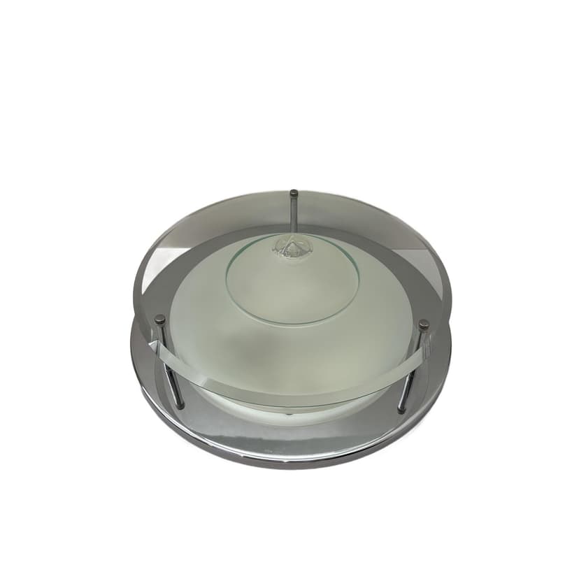 Kinkiet, Plafon, srebrny, szkło chrom stal, Briloner Leuchten, Niemcy, lata 90.