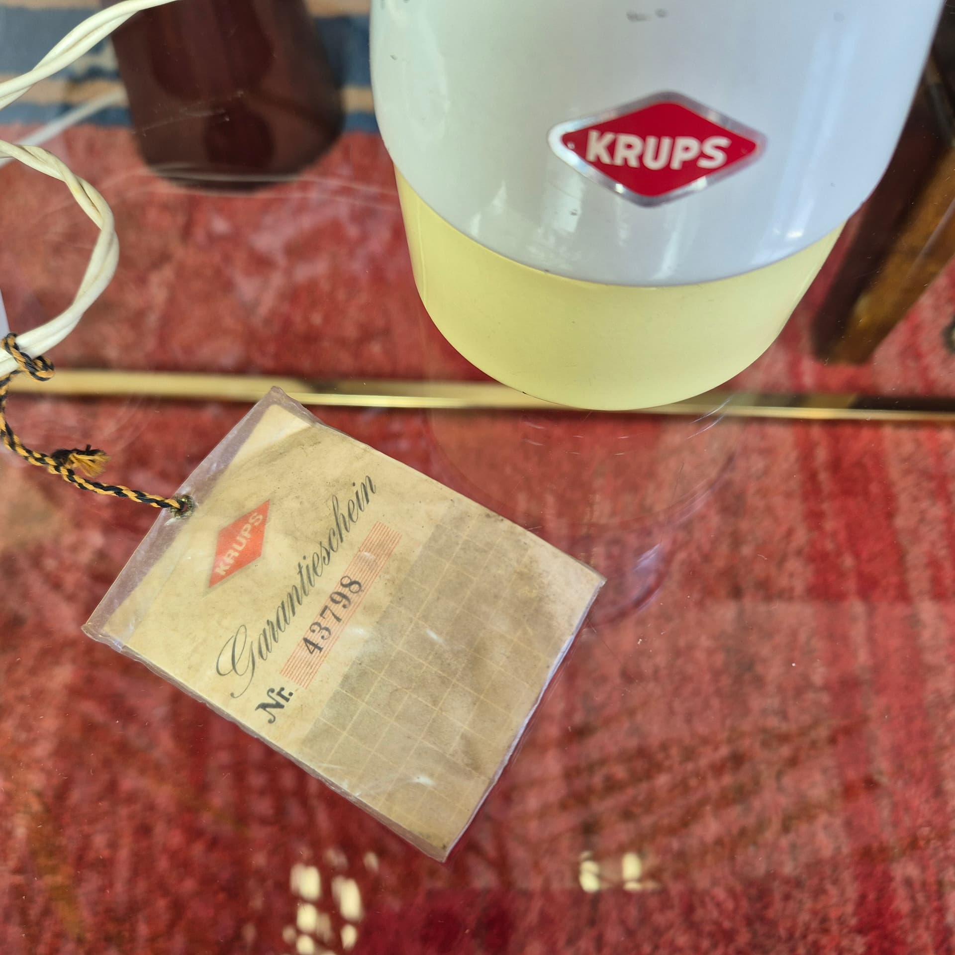 Coffee grinder Type 308, yellow aluminium, cream plastic, Krups, Germany, 1970s. - 226432