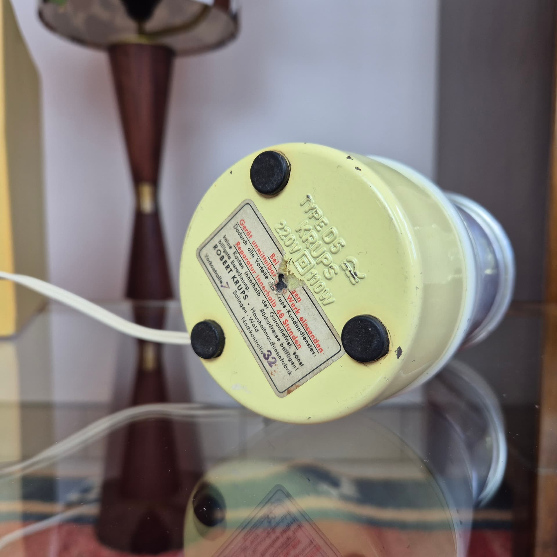 Coffee grinder Type 308, yellow aluminium, cream plastic, Krups, Germany, 1970s. - 226437