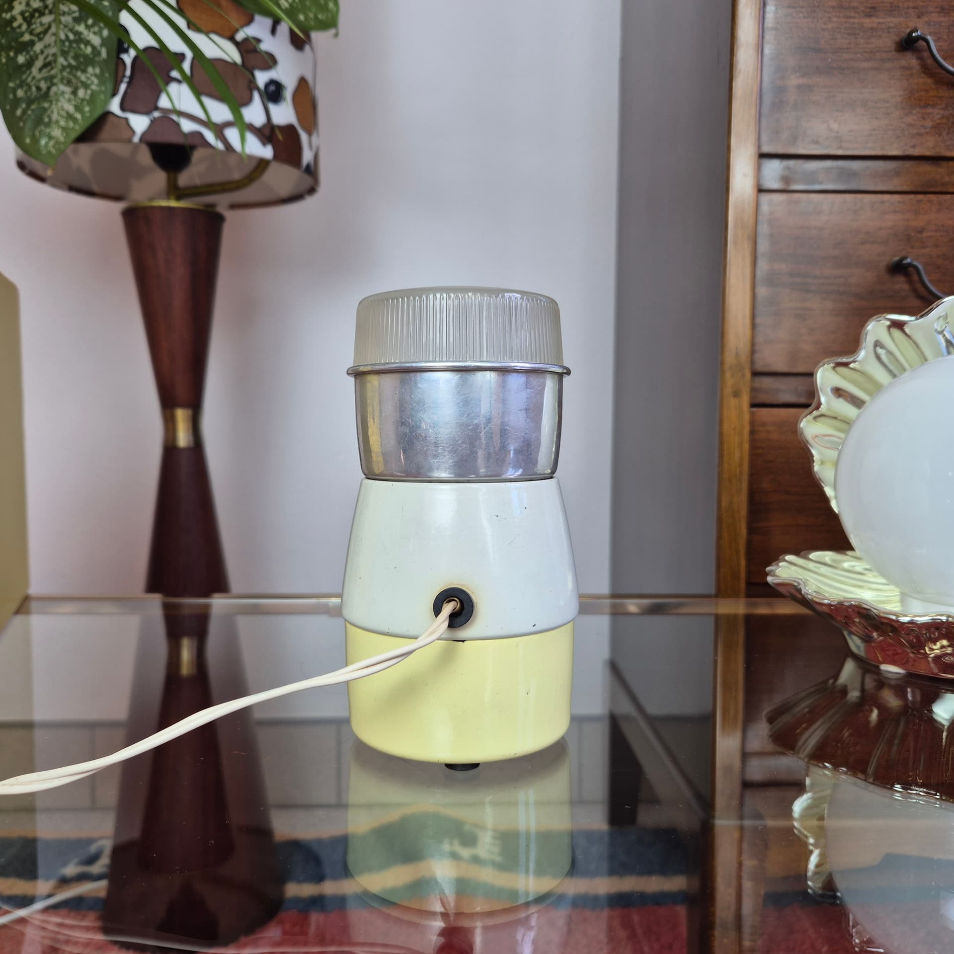 Coffee grinder Type 308, yellow aluminium, cream plastic, Krups, Germany, 1970s. - 226435