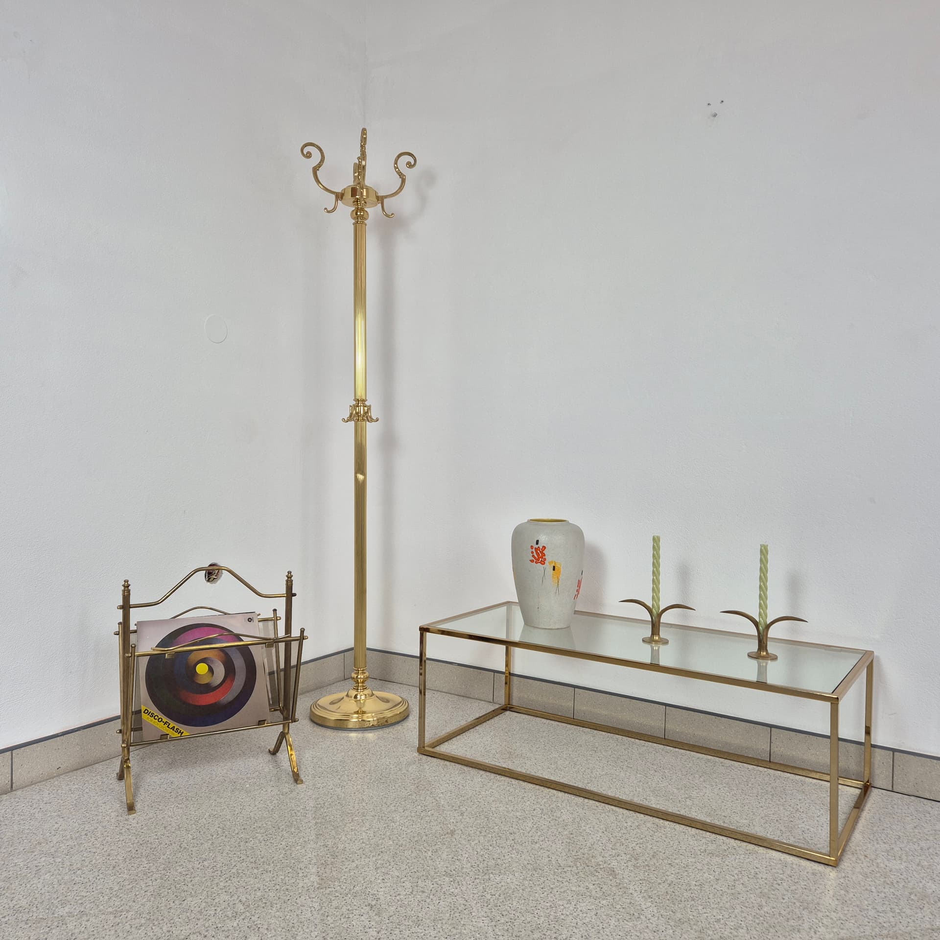 Standing coat rack, gold brass, Germany, 1960s. - 226455