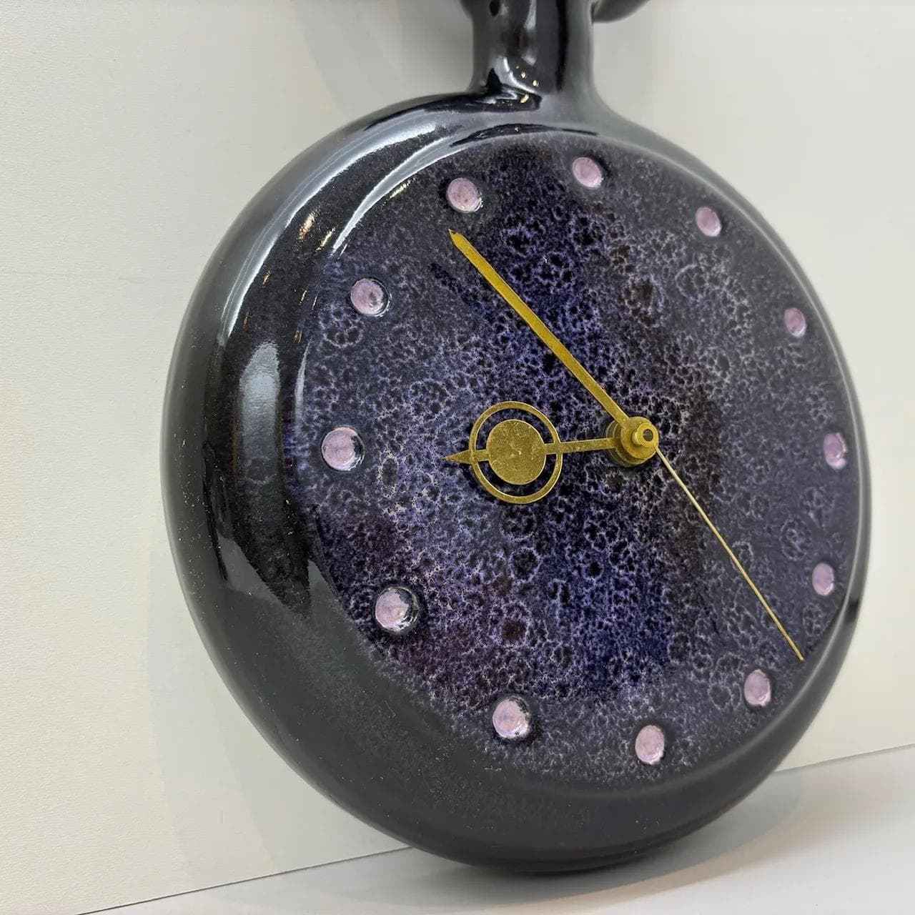 Zegar ścienny, kobaltowy, porcelit, Niemcy, lata 70. - 16596