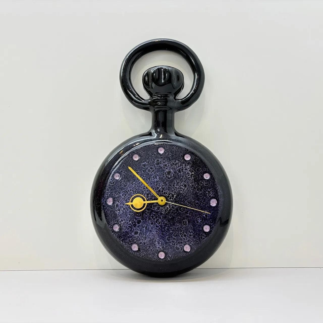 Zegar ścienny, kobaltowy, porcelit, Niemcy, lata 70. - 16597