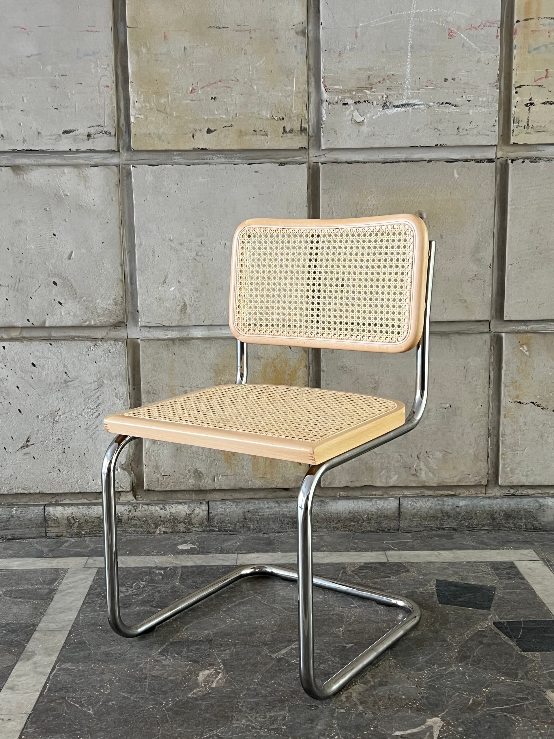 Krzesło z giętej stali wg proj. M.Breuer, Bauhaus, naturalny buk - 226580