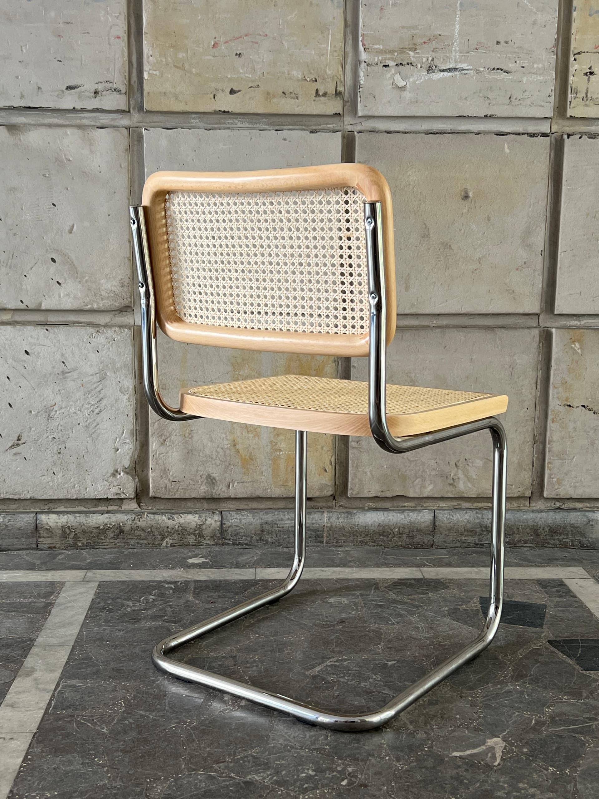 Krzesło z giętej stali wg proj. M.Breuer, Bauhaus, naturalny buk - 226577