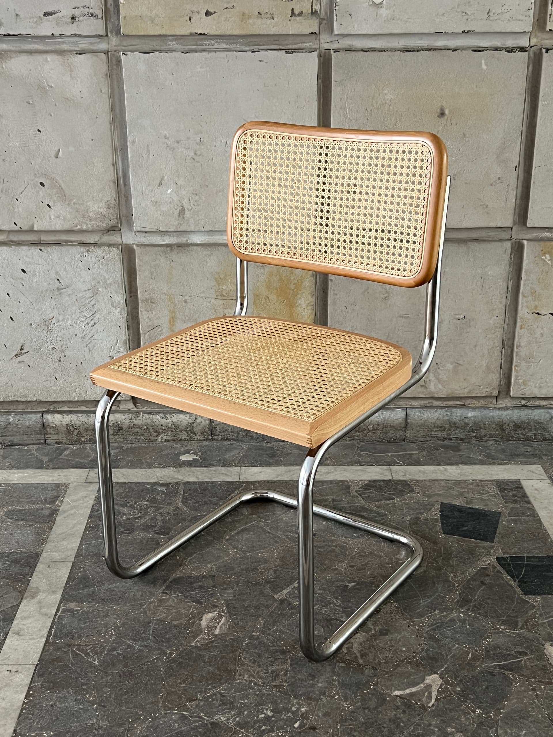 Krzesło z giętej stali wg proj. M.Breuer, Bauhaus, miodowe - 226603