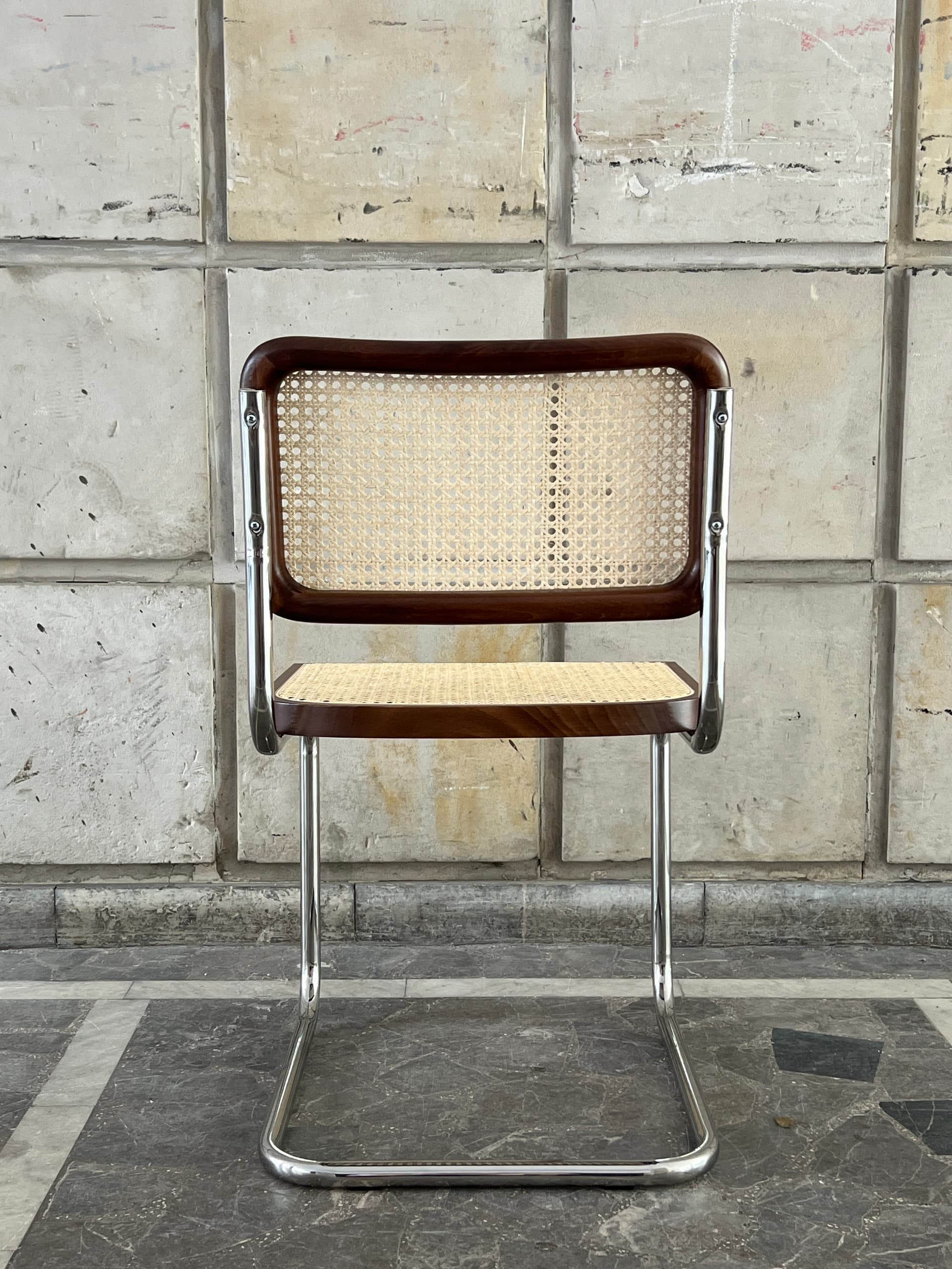 Krzesło z giętej stali wg proj. Cesca, M. Breuer, Bauhaus, brązowe - 226631