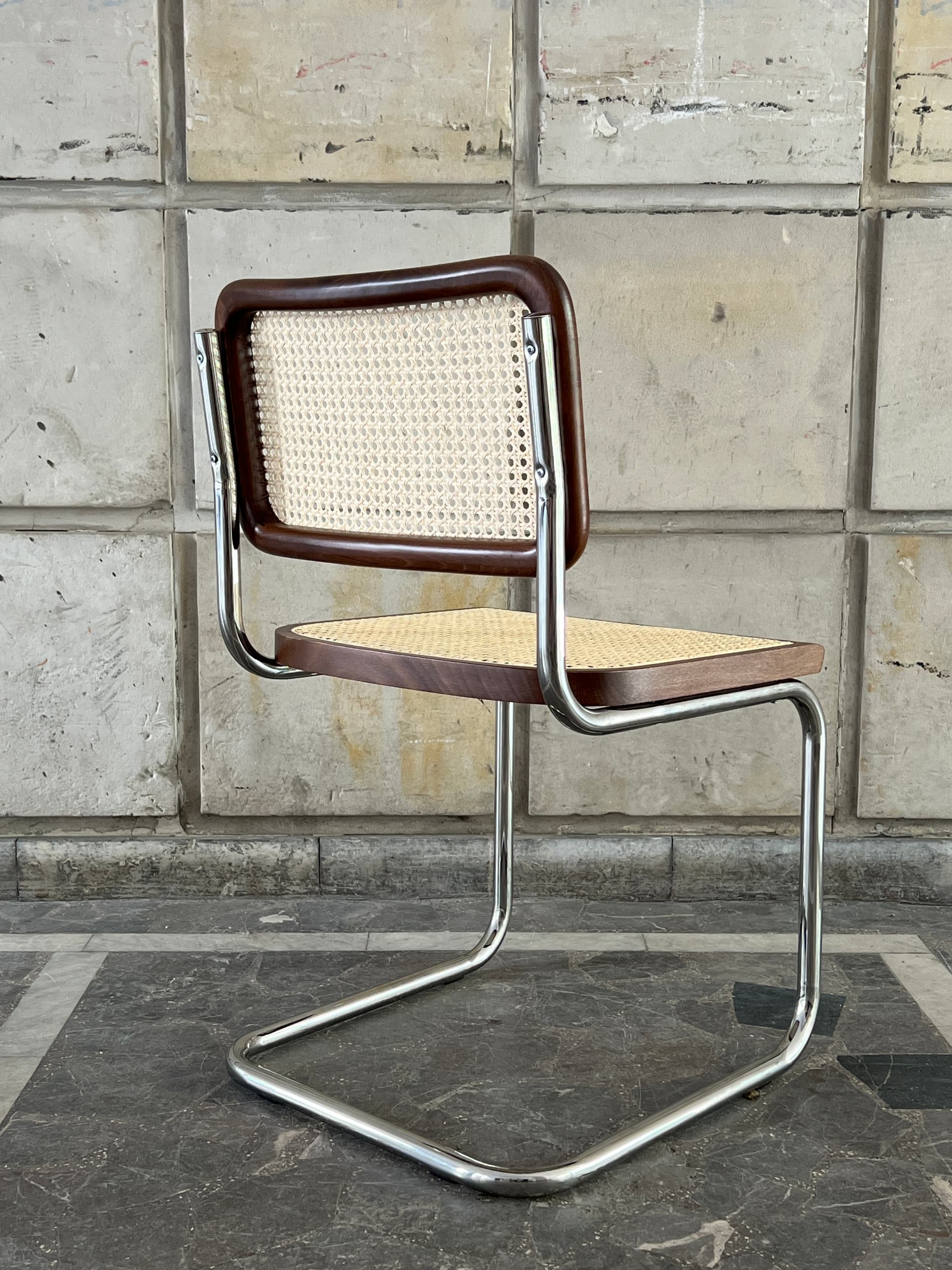 Krzesło z giętej stali wg proj. Cesca, M. Breuer, Bauhaus, brązowe - 226632