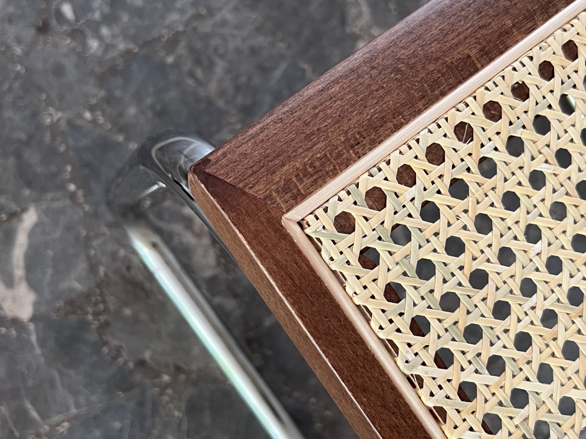 Krzesło z giętej stali wg proj. Cesca, M. Breuer, Bauhaus, brązowe - 226628