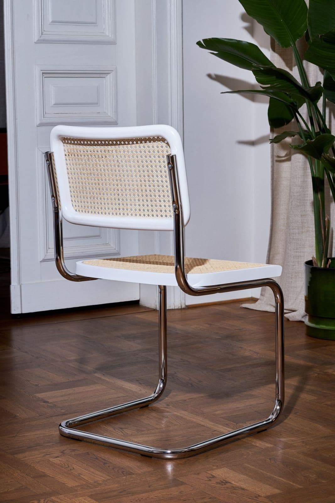 Krzesło z giętej stali wg proj. Cesca, M. Breuer, Bauhaus, białe - 352346