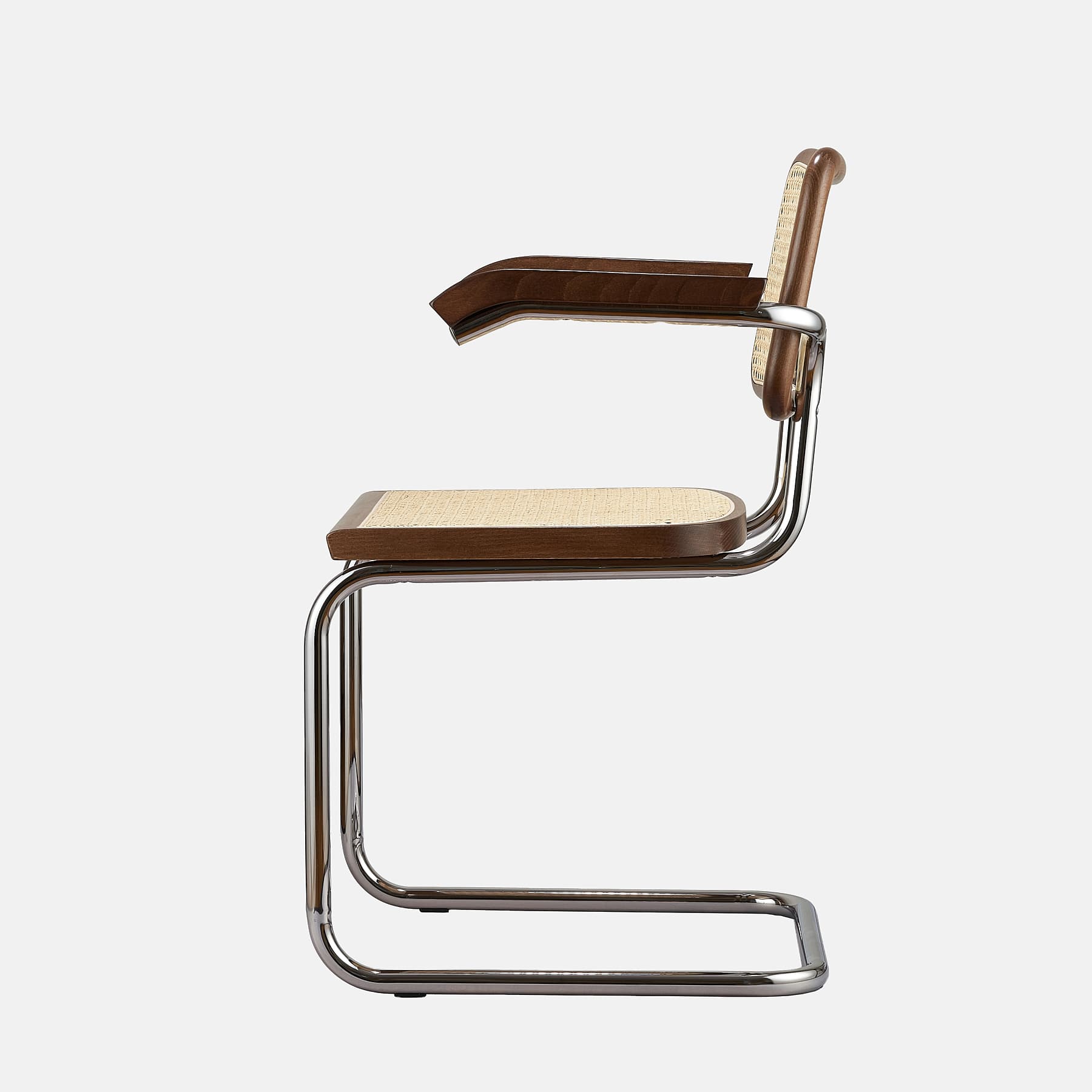 Krzesło z giętej stali z podłokietnikami wg proj. Cesca, M.Breuer, Bauhaus, brązowe - 352451