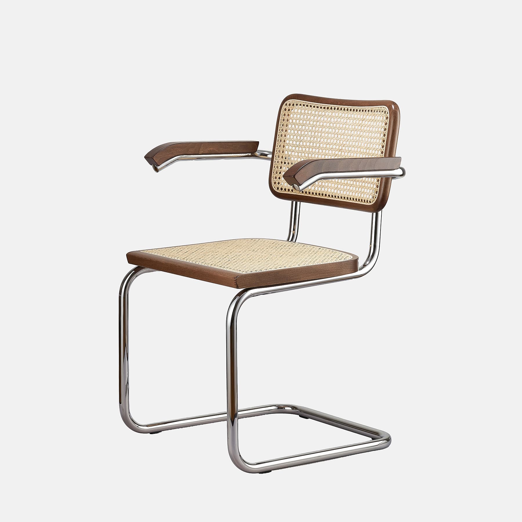 Krzesło z giętej stali z podłokietnikami wg proj. Cesca, M.Breuer, Bauhaus, brązowe - 352449