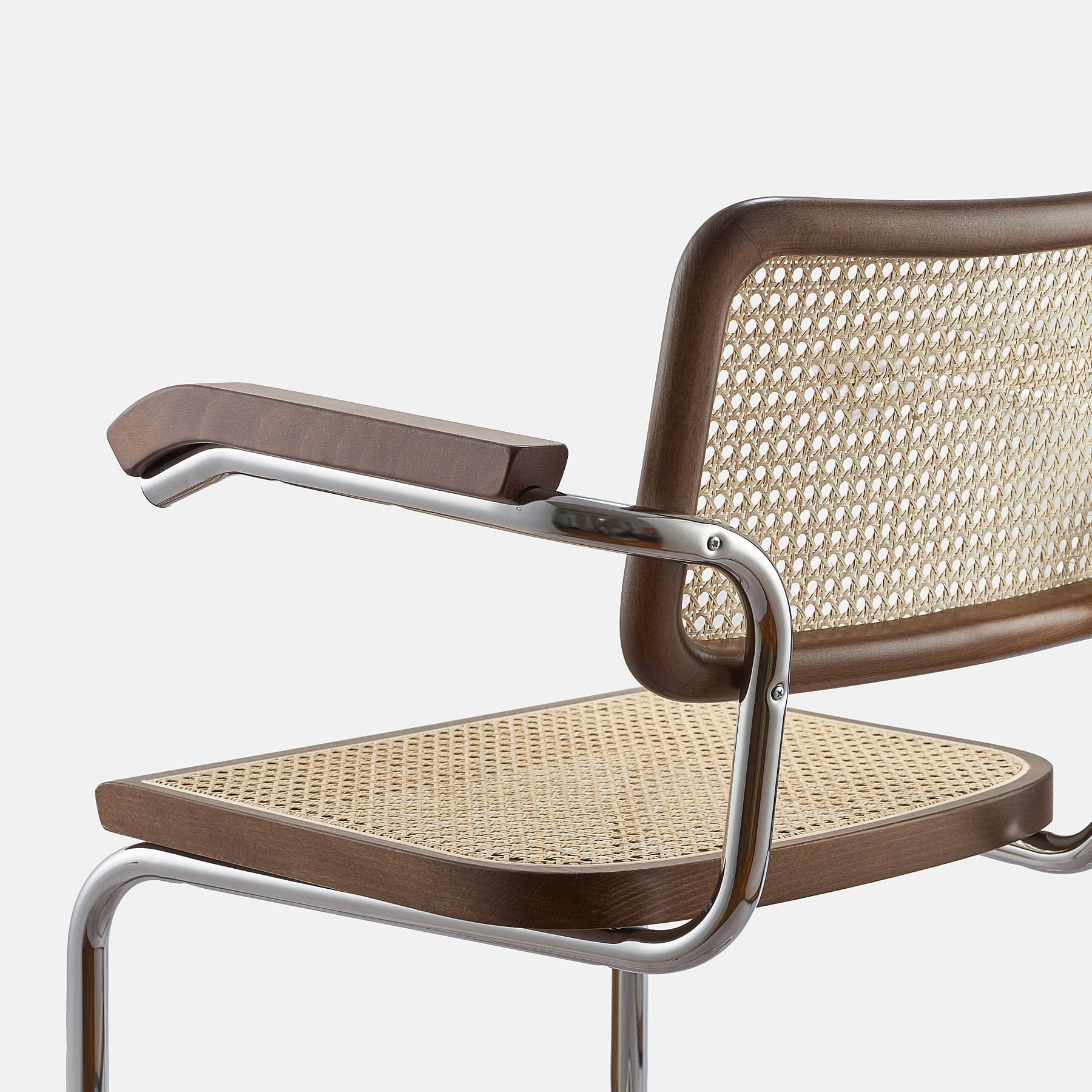 Krzesło z giętej stali z podłokietnikami wg proj. Cesca, M.Breuer, Bauhaus, brązowe - 352454
