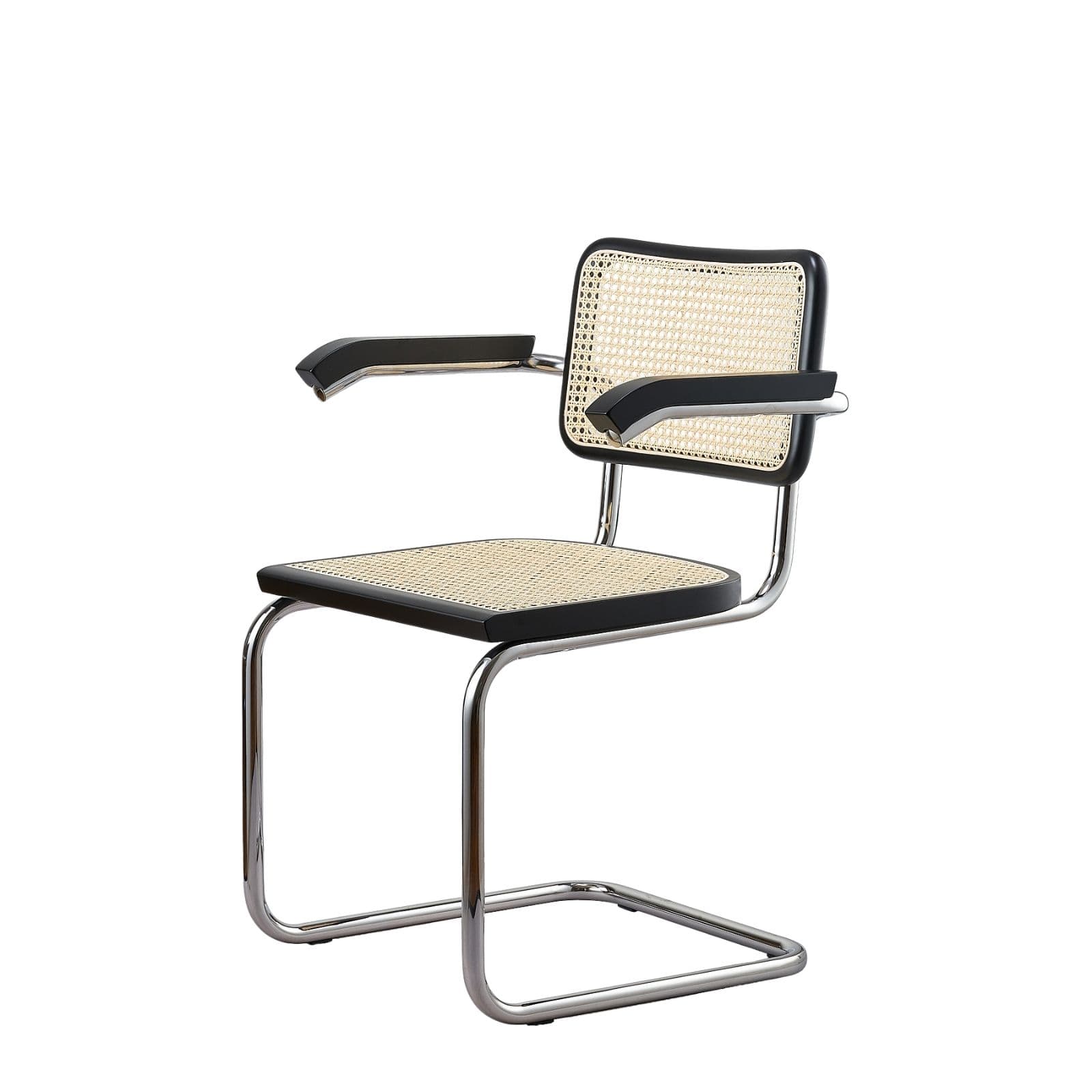 Krzesło z giętej stali z podłokietnikami wg proj. Cesca, M.Breuer, Bauhaus, czarne