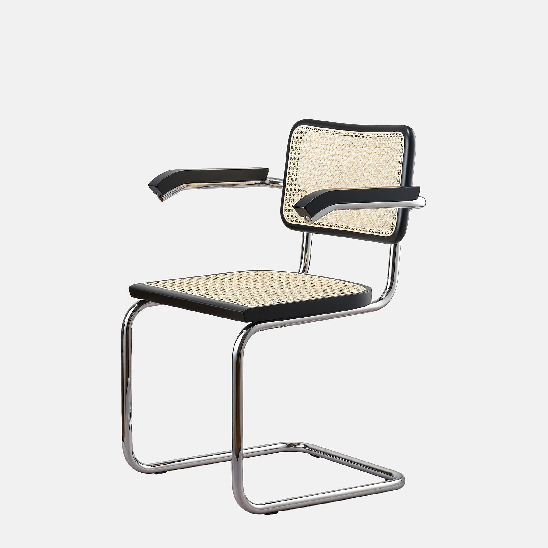 Krzesło z giętej stali z podłokietnikami wg proj. Cesca, M.Breuer, Bauhaus, czarne - 352434