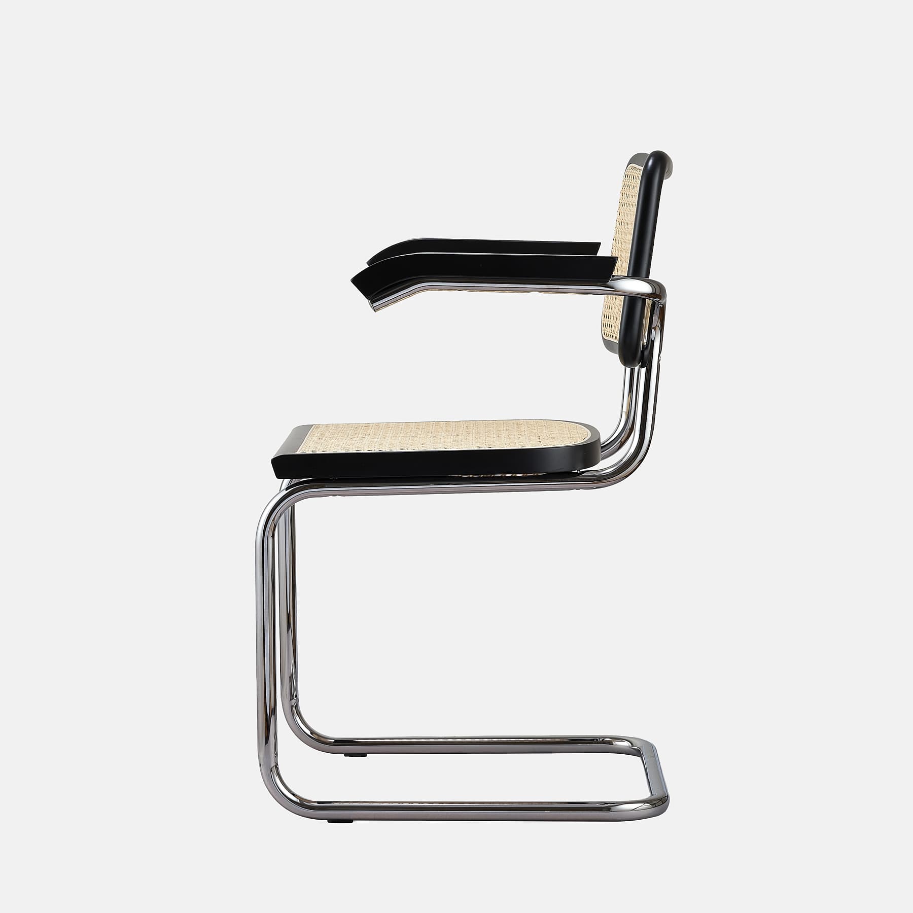 Krzesło z giętej stali z podłokietnikami wg proj. Cesca, M.Breuer, Bauhaus, czarne - 352435