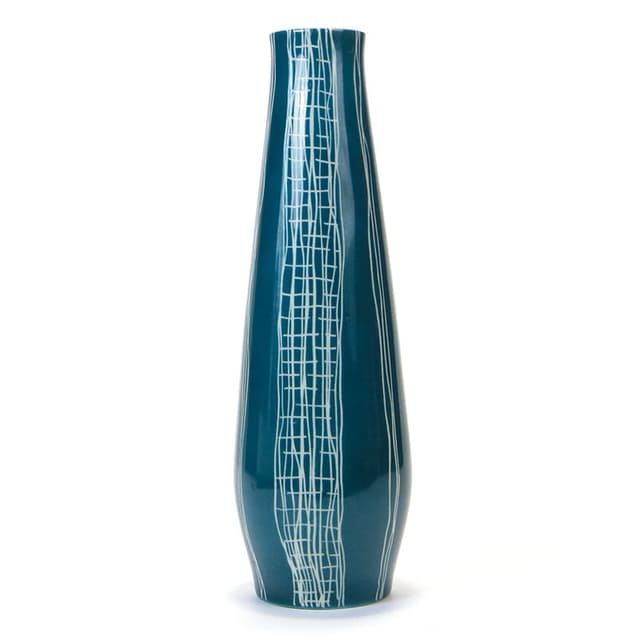 Wazon New Look, turkusowy, porcelit, Chodzież, Polska, lata 50. - WYMIARY