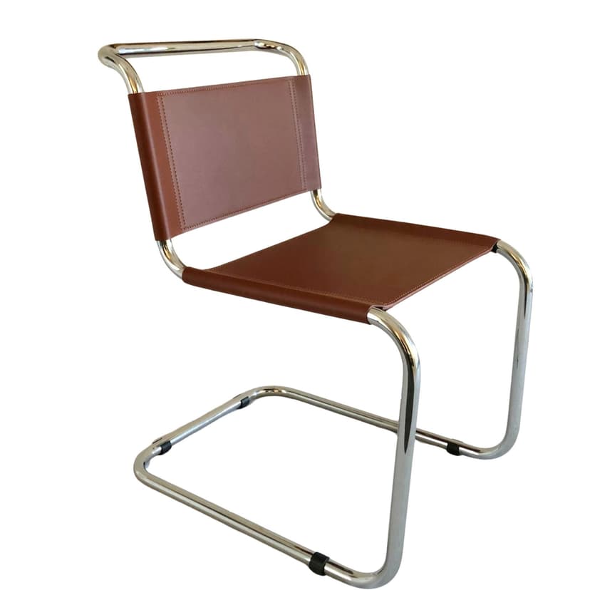 Krzesło z giętej stali wg proj. S33, M. Stam, bordowe, skóra