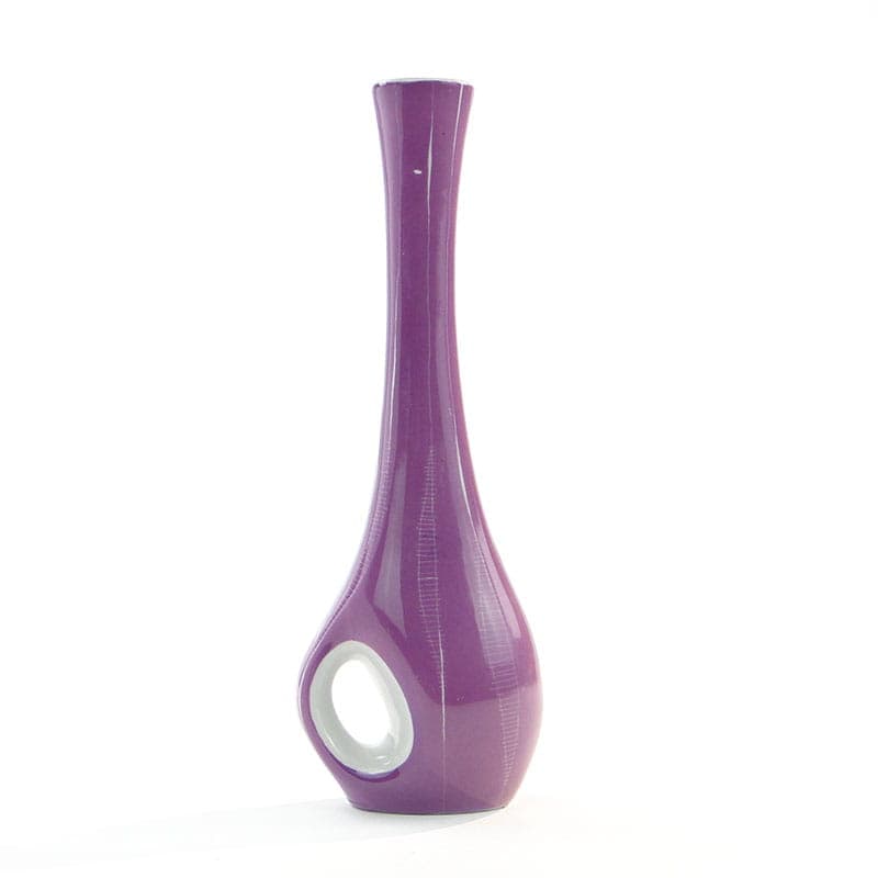 Vase with Openwork, purple, porcelain, Institute of Industrial Design, Ćmielów, Poland, 1960s.