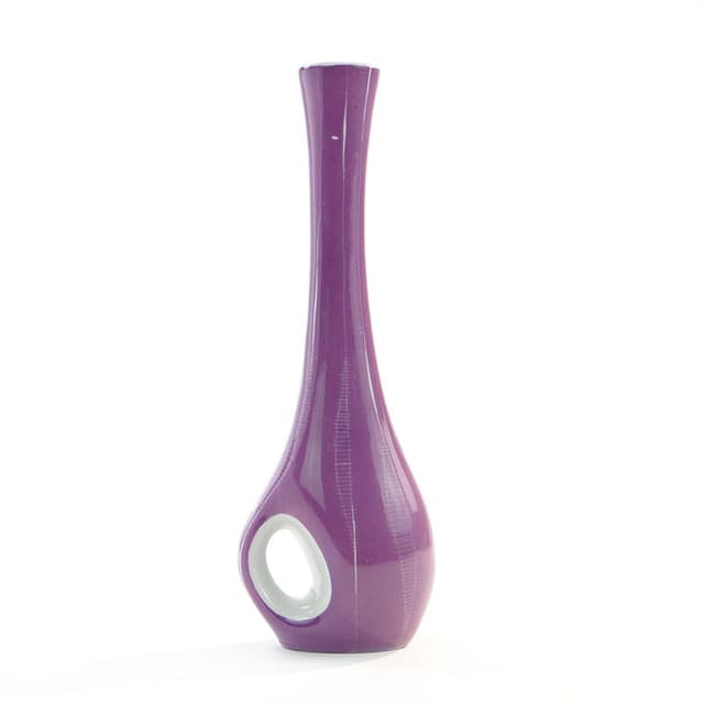 Vase with Openwork, purple, porcelain, Institute of Industrial Design, Ćmielów, Poland, 1960s. - DIMENSION