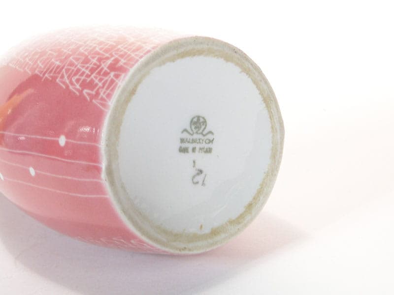 Vase Bowling Pin, pink porcelain, by Z. Przybyszewska, Poland, 1950s. - 226992