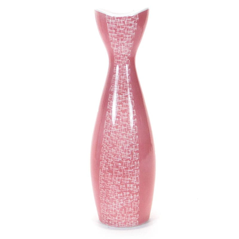 Vase Bowling Pin, pink porcelain, by Z. Przybyszewska, Poland, 1950s.