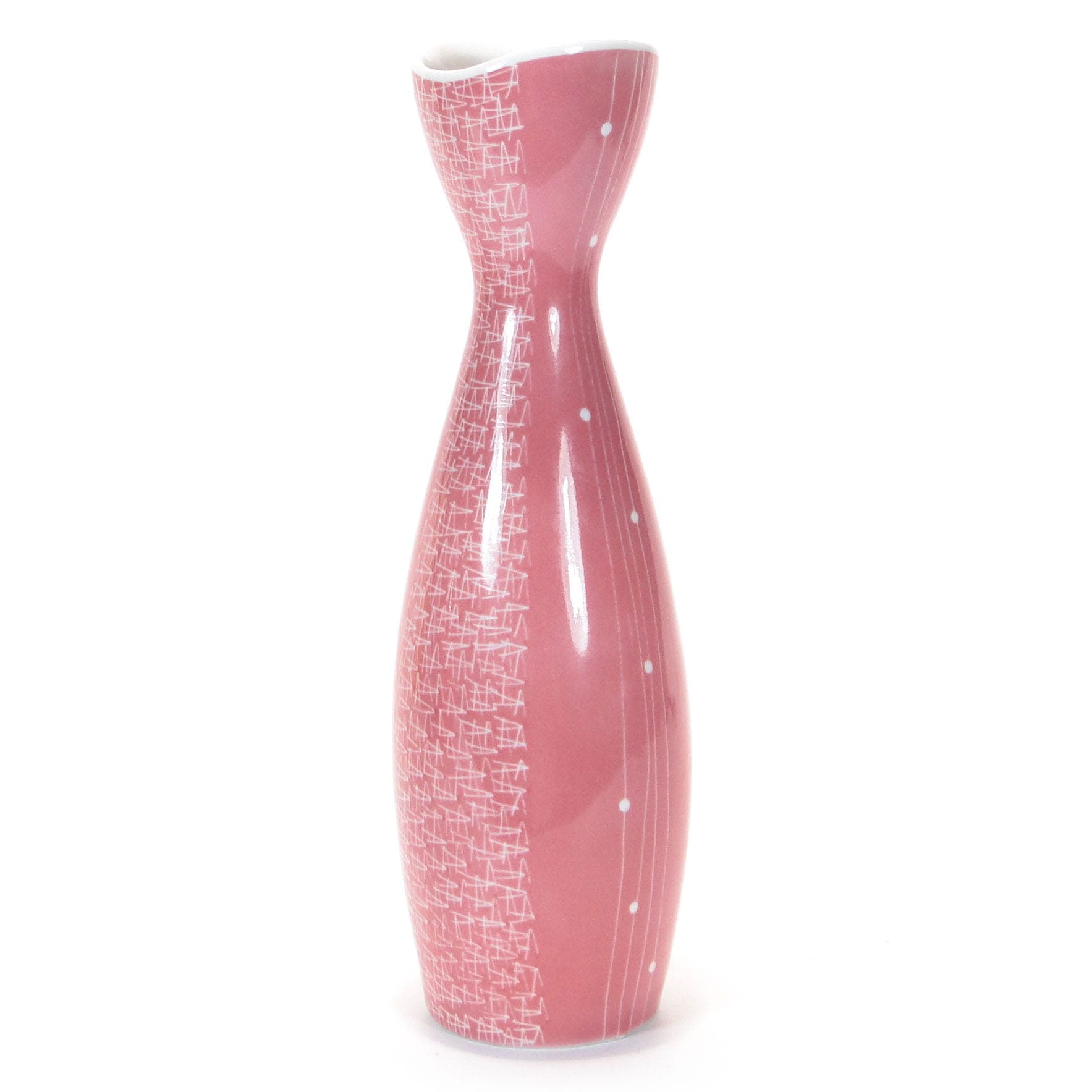 Vase Bowling Pin, pink porcelain, by Z. Przybyszewska, Poland, 1950s. - 226987